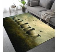 Living Room Rugs Large 50x80 cm Sheep Carpet 3D Print Pattern Animals Grassland Machine Washable Rugs Cashmere Imitation Material Non-Slip Suitable for Kitchen Children's Room 27P-48