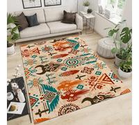 Living Room Rugs Large 80x120 cm Indian Tribes Carpet 3D Print Pattern Ethnic Style Feathers Machine Washable Rugs Cashmere Imitation Material Non-Slip Suitable for Kitchen Children's Room Q-2