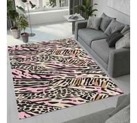 Living Room Rugs Large 80x120 cm Leopard Print And Zebra Carpet 3D Print Pattern Bohemia Machine Washable Rugs Cashmere Imitation Material Non-Slip Suitable for Kitchen Children's Room Q-2
