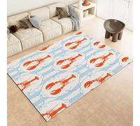 Living Room Rugs Large 80x120 cm Lobster Carpet 3D Print Pattern Stripes American Style Fresh Machine Washable Rugs Cashmere Imitation Material Non-Slip Suitable for Kitchen Children's Room 9P-1