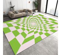 Living Room Rugs Large 80x120 cm Tunnel Illusion Carpet 3D Print Pattern Chessboard Minimalist Machine Washable Rugs Cashmere Imitation Material Non-Slip Suitable for Kitchen Children's Room Q-2