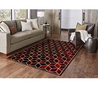 Living Room Rugs Super Soft Touch Shiny Velvet Finish Rugs Hallway Runners Large Floor Mat Bedroom, Living Room Non Shedding Carpets (Luxor-Red Blue, 100 x 160 cm)