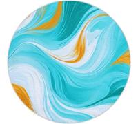 Living Room Sea Blue Round Rug 180 cm, Quality Minimalism Spiral Texture Printed Flannel Carpet with Durable Edge Binding and a Non-Slip Underside - Super Soft Short Pile Rug
