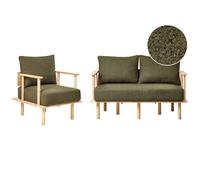 Beliani Living Room Set 3 Seater Asker Boucle Dark Green