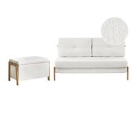 Living Room Set 3 Seater EDLAND Boucle White with Bench