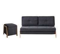 Living Room Set 3 Seater EDLAND Fabric Black with Pouffe