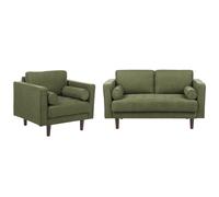 Living Room Set 3 Seater NURMO Fabric Dark Green