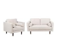 Beliani 3 Seater Fabric Living Room Set Beige Nurmo, Brown
