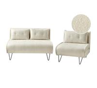 Living Room Set 3 Seater VESTFOLD Boucle Off-White