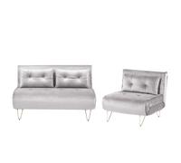 Beliani Velvet Sofa Set Dark Grey Vestfold, Grey