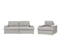 Beliani 4 Seater Fabric Living Room Set Light Grey Alla, Grey
