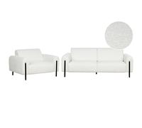 Living Room Set 4 Seater ASKIM Boucle White