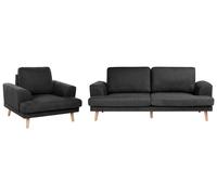 Living Room Set 4 Seater KILDAL Fabric Black