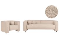 Beliani Living Room Set 4 Seater Leiren Boucle Beige