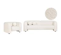 Living Room Set 4 Seater LEIREN Boucle White