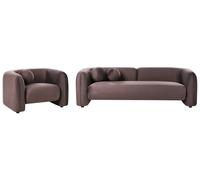 Beliani Living Room Set 4 Seater Leiren Velvet Dark Brown