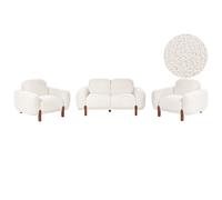 Living Room Set 4 Seater ODNES Boucle White