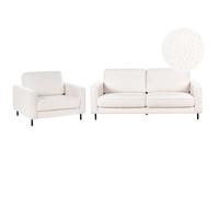 Beliani Boucle Living Room Set White Savalen, White