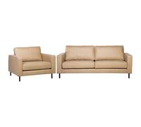 Living Room Set 4 Seater SAVALEN Faux Leather Beige