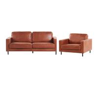 Living Room Set 4 Seater SAVALEN Faux Leather Golden Brown