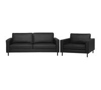 Living Room Set 4 Seater SAVALEN Leather Black
