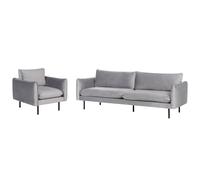 Beliani Living Room Set 4 Seater Vinterbro Velvet Grey