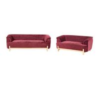 Beliani Living Room Set 5 Seater Alnor Chenille Burgundy