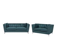Beliani Velvet Sofa Set Teal Blue Gaula, Blue