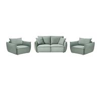 Beliani Living Room Set 5 Seater KUNES Fabric Light Green, Green