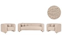 Beliani Living Room Set 5 Seater Leiren Boucle Beige