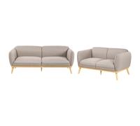 Beliani Living Room Set 5 Seater LJUNG Fabric Light Brown, Brown