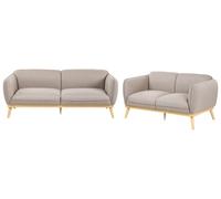 Beliani Living Room Set 5 Seater LJUNG Fabric Light Brown, Brown