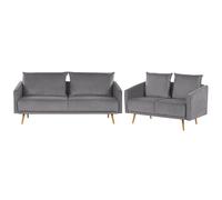 Living Room Set MAURA Velvet Grey 5 Seater