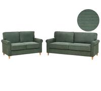 Living Room Set 5 Seater RONNEBY Corduroy Dark Green