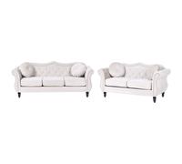 Beliani Living Room Set 5 Seater SKIEN Velvet Light Beige, Cream