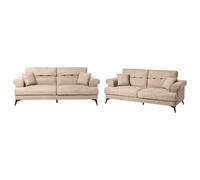 Beliani Fabric Living Room Set Light Brown Skive, Brown