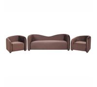 Living Room Set 5 Seater VELTADA Velvet Dark Brown