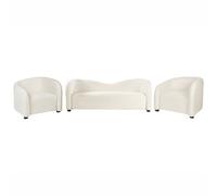 Beliani Living Room Set 5 Seater VELTADA Velvet Off-White, White