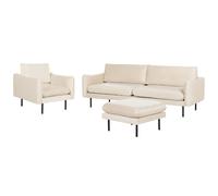 Beliani Velvet Living Room Set With Ottoman Light Beige Vinterbro, Brown
