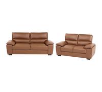 Living Room Set 5 Seater VOGAR Faux Leather Golden Brown