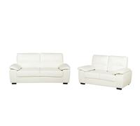 Living Room Set 5 Seater VOGAR Faux Leather Off-White