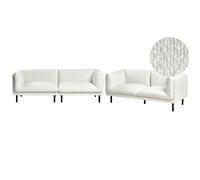 Beliani Living Room Set 5 Seater VORGOD Boucle Off-White, White
