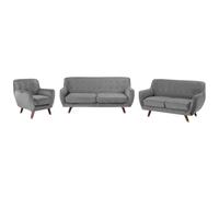 Living Room Set 6 Seater BODO Velvet Grey