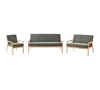 Living Room Set 6 Seater ESRUM Fabric Light Brown/ Green