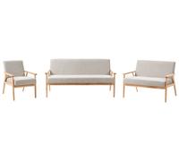 Living Room Set 6 Seater ESRUM Fabric Light Brown/ Grey