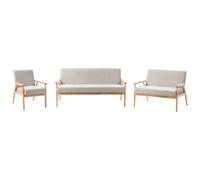 Living Room Set 6 Seater ESRUM Fabric Light Brown/ Grey