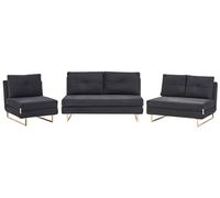 Living Room Set 6 Seater JERSLEV Fabric Black
