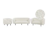 Living Room Set 6 Seater LOEN Boucle White