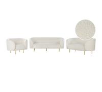 Beliani Boucle Living Room Set White Loen, White