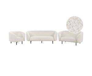 Living Room Set 6 Seater LOEN Boucle White